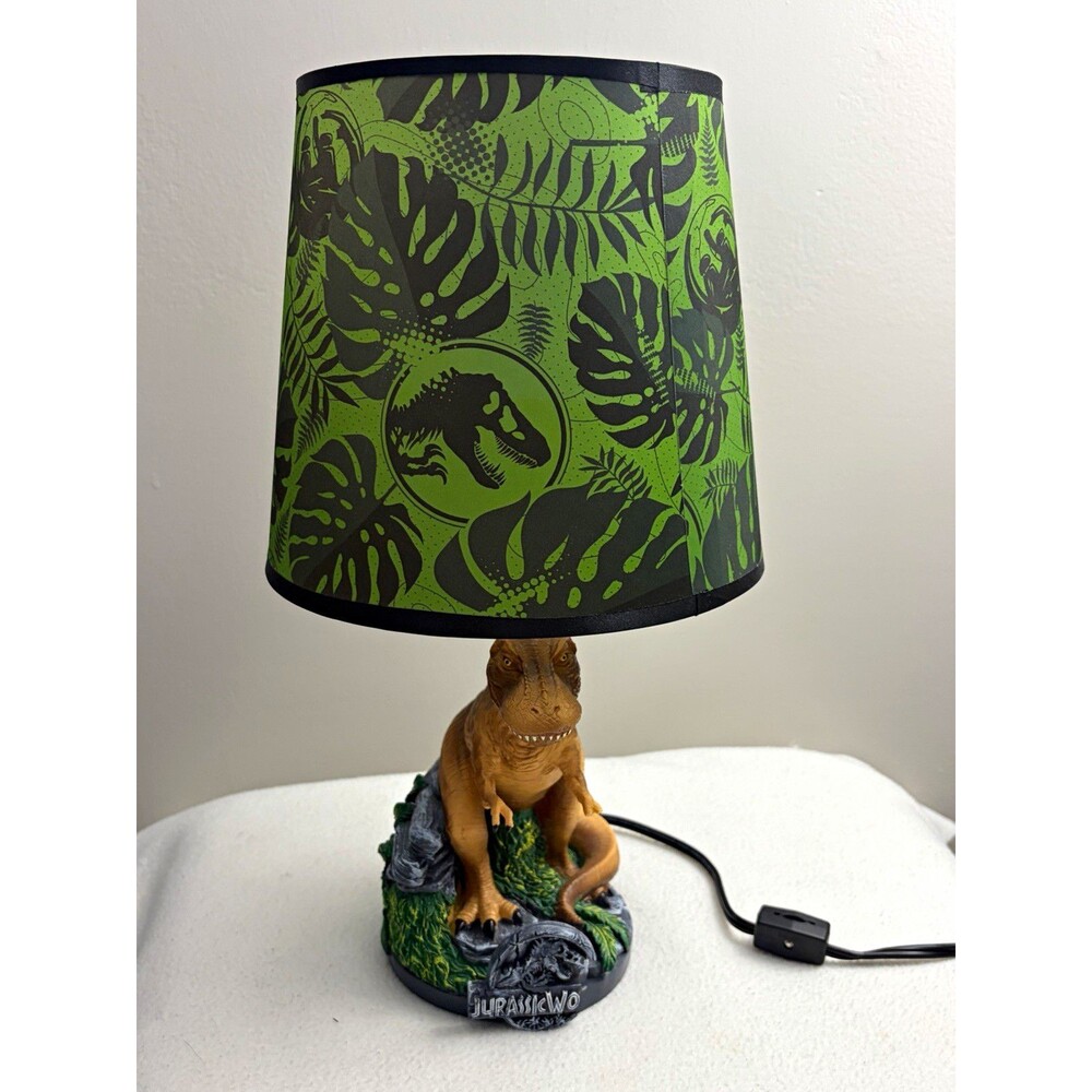 Jurassic World Table Lamp T-Rex Dinosaur Green Shade Kids Bedroom Decor 2018